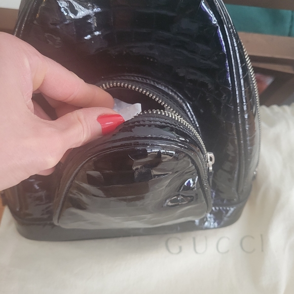 A great Gucci black patent leather crossbody backpack! - Picture 9 of 9